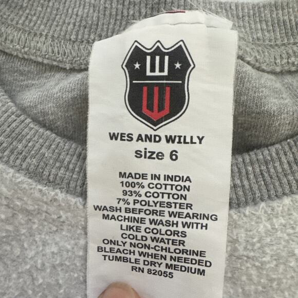 Wes and Willy Stanford Sweatshirt Kids Boys Size 6 Crew Neck - Picture 4 of 8